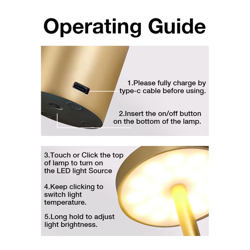 Modern Style Touch Sensor Table Rechargeable Cordless Desk Lamp 3 Color Adjustable Temperatures LED Night Light_voghion.com