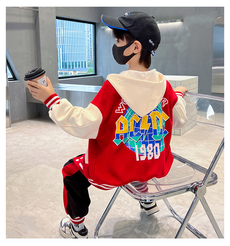 Pull de sport à capuche pour enfants, ensemble deux pièces, de taille moyenne à grande, vêtements de printemps et d'automne, nouvelle collection 2023_voghion.com