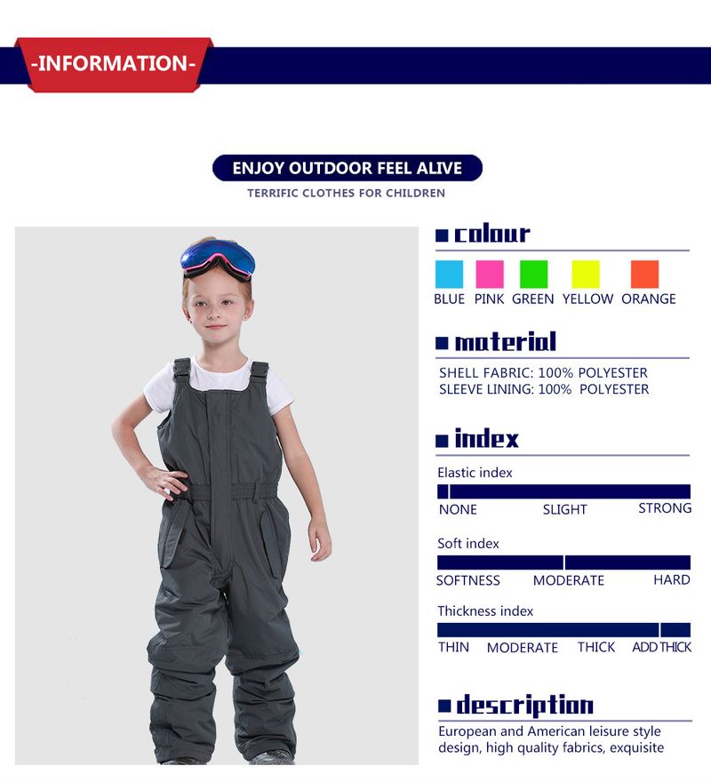 001 Pantaloni da sci softshell con pettorina PHIBEE Baby Elephant per e-commerce transfrontaliero, abbigliamento per bambini originale per il commercio estero all'aperto_voghion.com