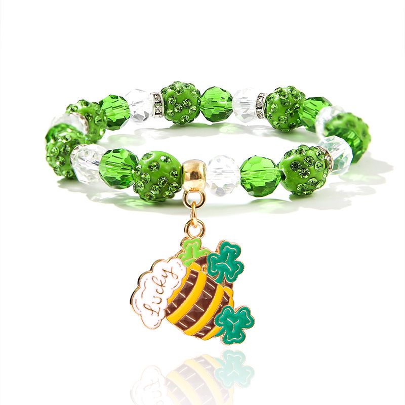 St. Patrick beaded bracelet niche pearl acrylic bracelet alloy pendant jewelry_voghion.com