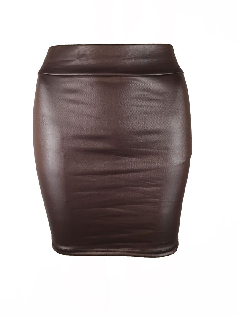 Women's imitation leather bottoming skirt, matte imitation leather skirt, imitation pu hip-covering skirt, summer skirt_voghion.com