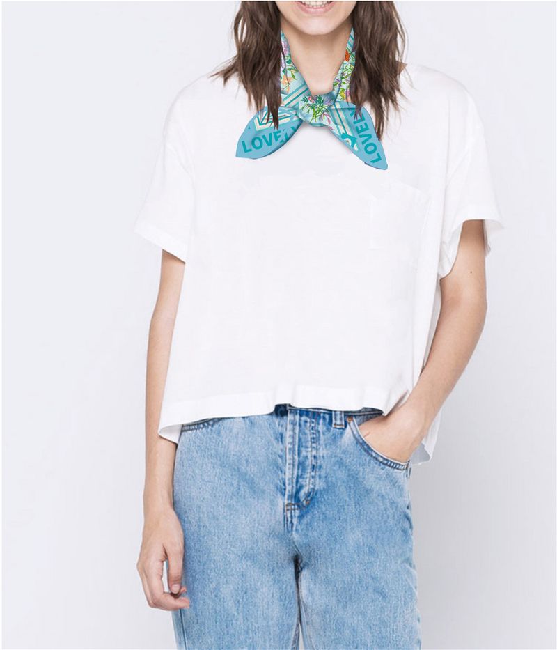 Korean version of fashionable spring autumn light and thin twill silk small square scarf for women's professional_voghion.com