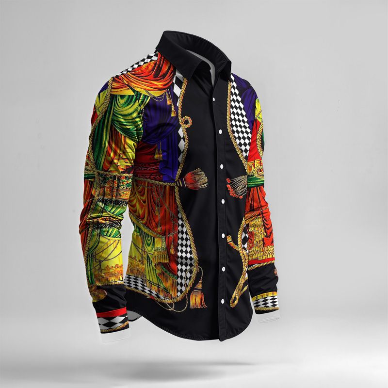 2025 Spring Summer Men Shirt Set Brand Print Fashion Printing Two Piece Set Mens Light Luxury Lightweight Party Long Sleeves_voghion.com