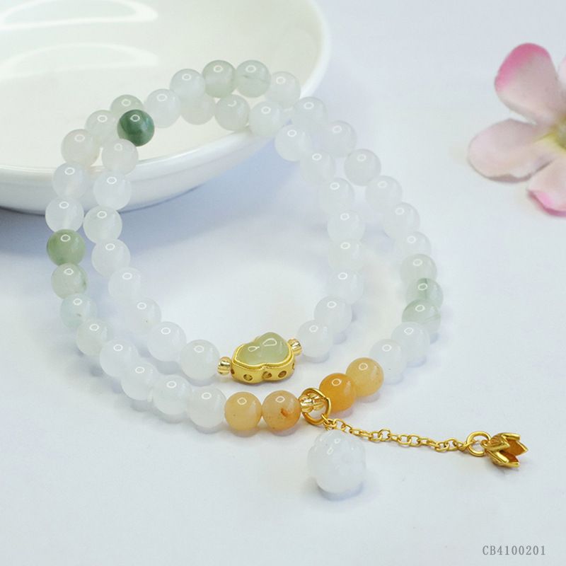 Bracciale doppio cerchio in giada naturale Tianshan Jianyu, gioielli in stile antico, CB4100201_voghion.com