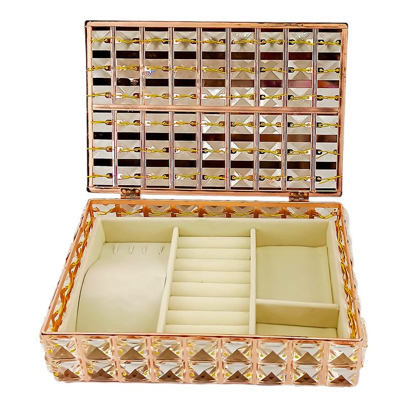 Caja organizadora de joyas de cristal de lujo, forro de franela, collar, pulsera, anillo, cajas de almacenamiento para el hogar, escritorio, caja de almacenamiento de artículos diversos, decoración_voghion.com
