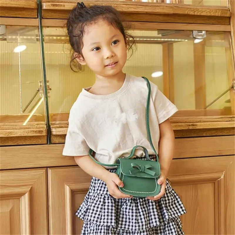 Rucksäcke Kinder Kleine Quadratische Tasche Bogen Messenger Mode Niedlich Tragbare Kleine Mädchen PU Schulter Handtaschen 220924_voghion.com