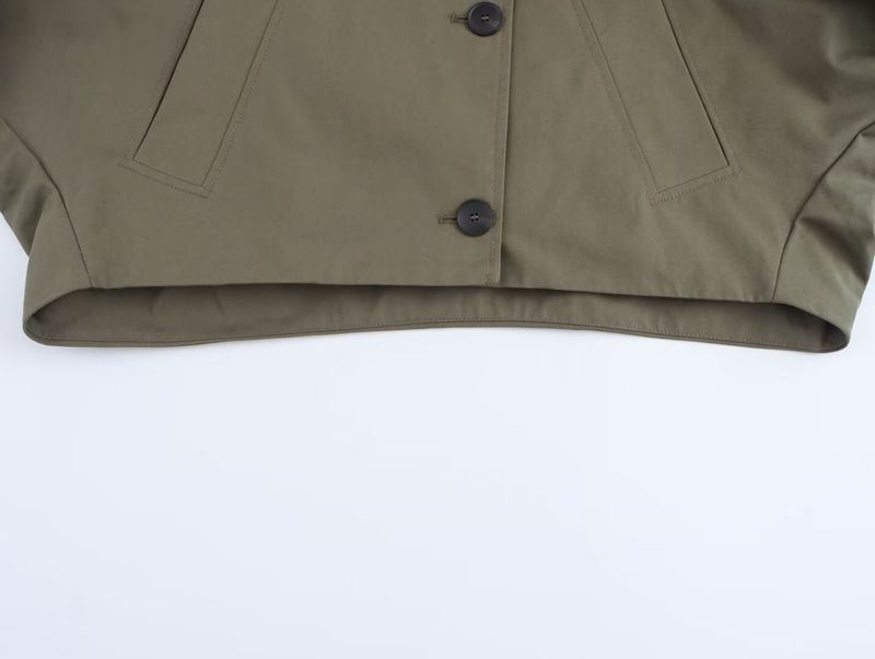 Trench monopetto con cappuccio e tasca a maniche lunghe, versatile, tinta unita, da donna, autunno nuovo_voghion.com