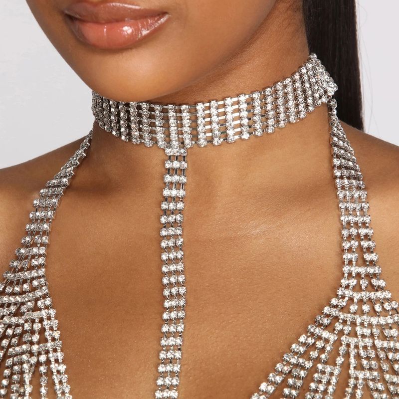 Heiße Strass Körperkette Mode Sexy Quaste Halskette Siaman Brustkette Schmuck Körperkette_voghion.com