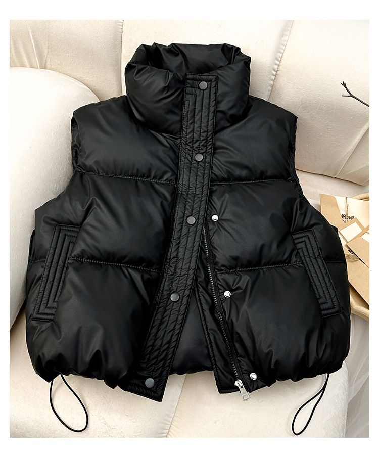 Ärmelloser Steppwestenmantel für Damen – leichte, wattierte Jacke für zierliche Frauen, lässige, lockere Passform, einfarbig, modische Oberbekleidung für Frühling und Herbst_voghion.com