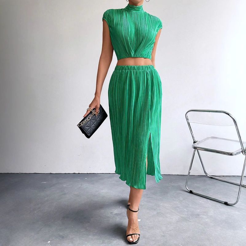 Elegant Slit Sleeveless Slim Top Two-Piece Summer Sexy Skirt Set For Women_voghion.com