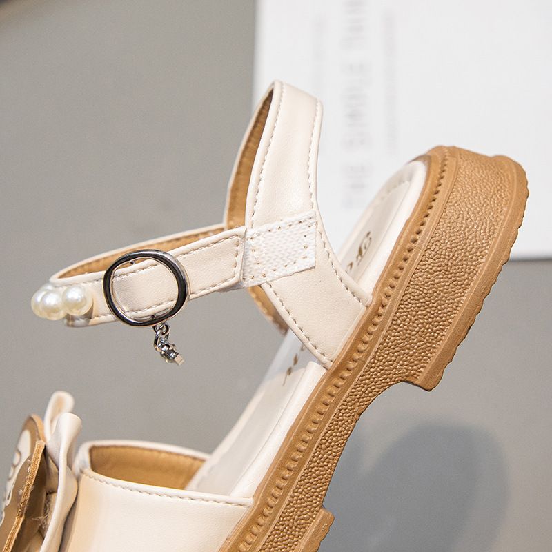 Sandali casual da bambina con suola morbida e fiocco, stile coreano, per bambini, con punta aperta, estate, principessa_voghion.com