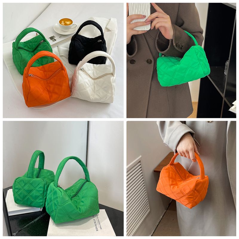Geantă de mână pentru femei, model cu romb brodat, din nailon, mini, cu mâner superior, portabilă, pentru fete, machiaj, geantă mică, ghiozdan pentru telefon_voghion.com