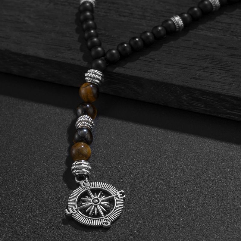 Men's Jewelry Long Tiger Stone Beaded Necklace Niche High End Hip Hop Versatile Handmade Necklace_voghion.com