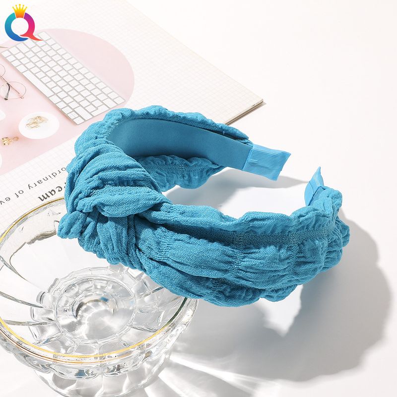 Korean Style Cream-Colored Puff Fabric Bow Headband For Women, Fashionable Hair Accessory For Daily Wear, Workout, And Home Use_voghion.com