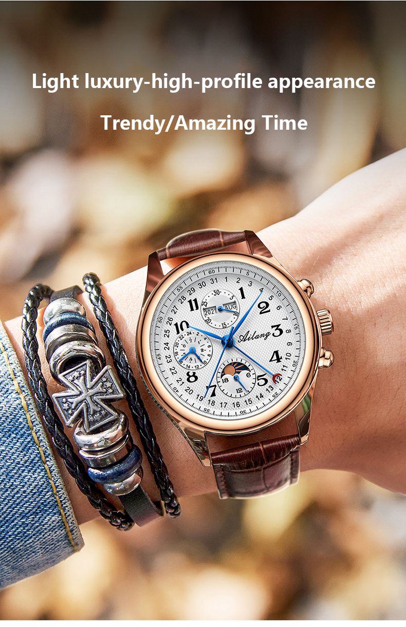 AILANG - Relojes mecánicos automáticos para hombre, reloj de pulsera impermeable con fecha y fase lunar, reloj deportivo de lujo para hombre, regalo para hombre_voghion.com