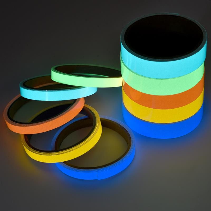 Ruban adhésif fluorescent lumineux, brille dans le noir, pour la sécurité, la décoration de la maison, avertissement_voghion.com