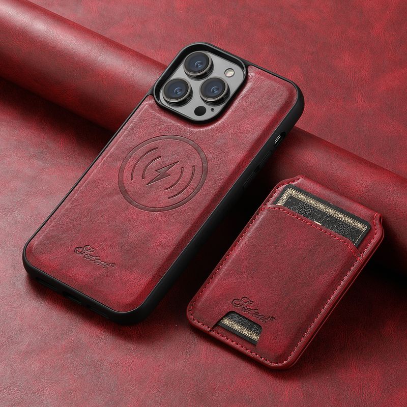 SUTENI Étui portefeuille en cuir avec fente pour carte magnétique pour iPhone 15 14 13 12 Pro Max Plus_voghion.com