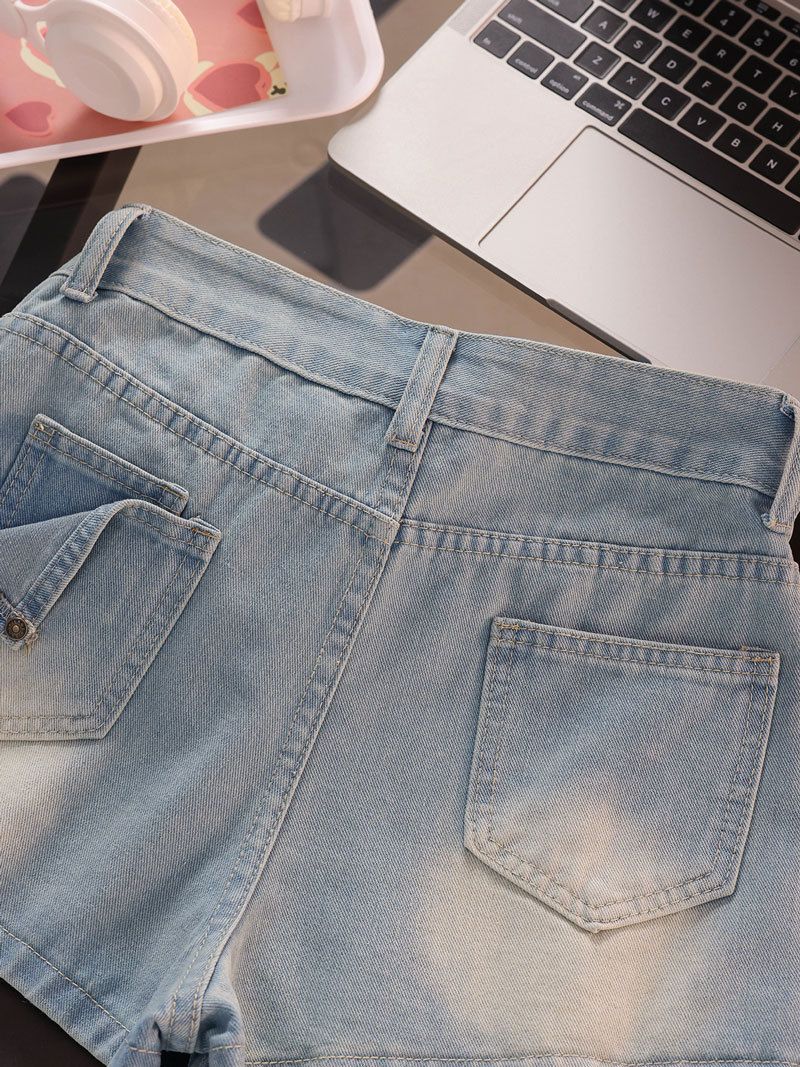 Rockhose aus Denim für Damen in heller Farbe, neuer Instagram-Stil, hohe Taille, blendfrei, A-Linie, Halbkörper-Design, Wickeleffekt_voghion.com