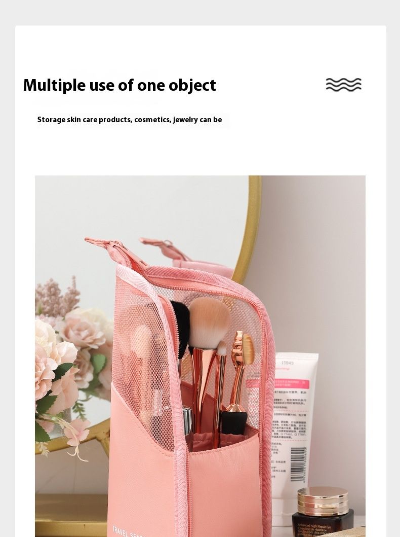 Sac de maquillage Portable, sac de rangement de produits de maquillage étanche et Visible, sac de rangement multifonctionnel de grande capacité Simple_voghion.com