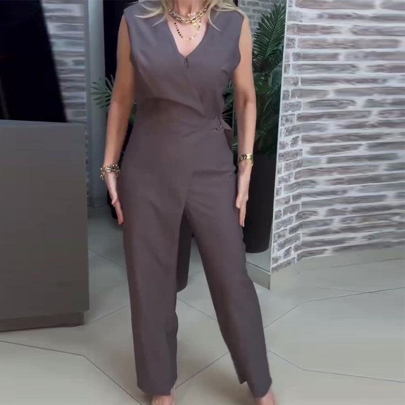 Dammekleeder Summer Nei Moud Kräizschichteg Einfarweg Breitbeen Jumpsuit Dammekleeder_voghion.com