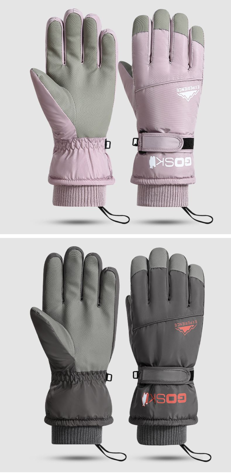 Skischuhe für Damen und Herren, Winter-Fleece-gefüttert, verdickt, kältebeständig, warm, winddicht, wasserdicht, Touchscreen-Paar_voghion.com