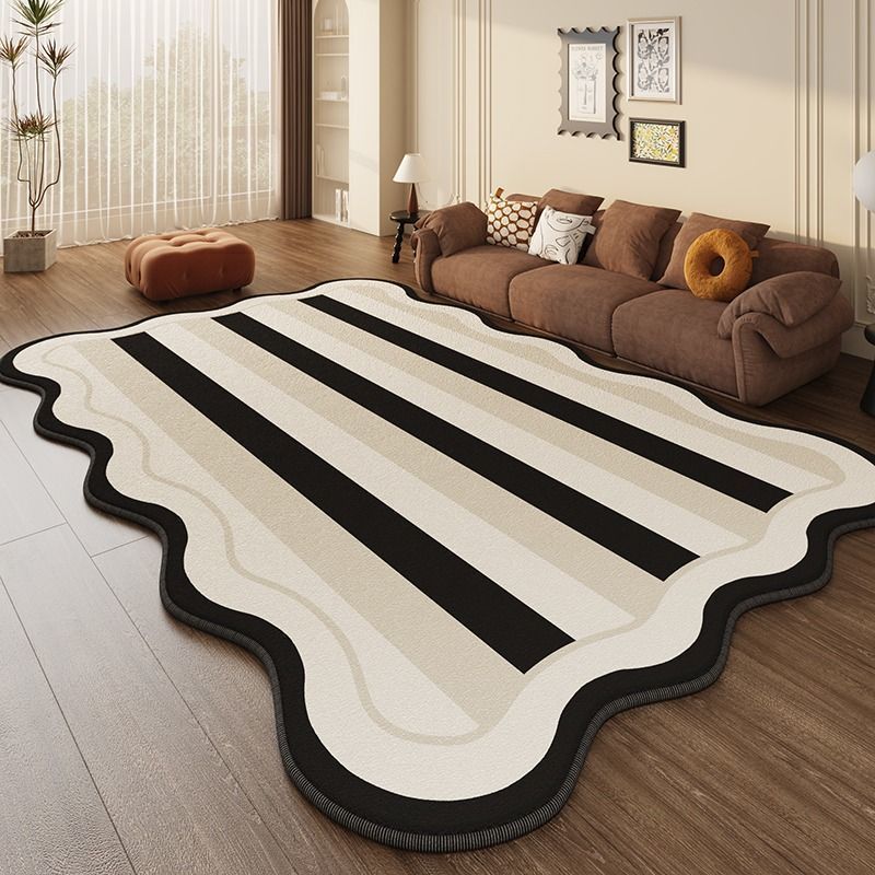 Living Room Carpet French Cream Style Wash-Free Wipeable 2024 New Model Bedroom Bedside Rug Irregular Large Area Floor_voghion.com