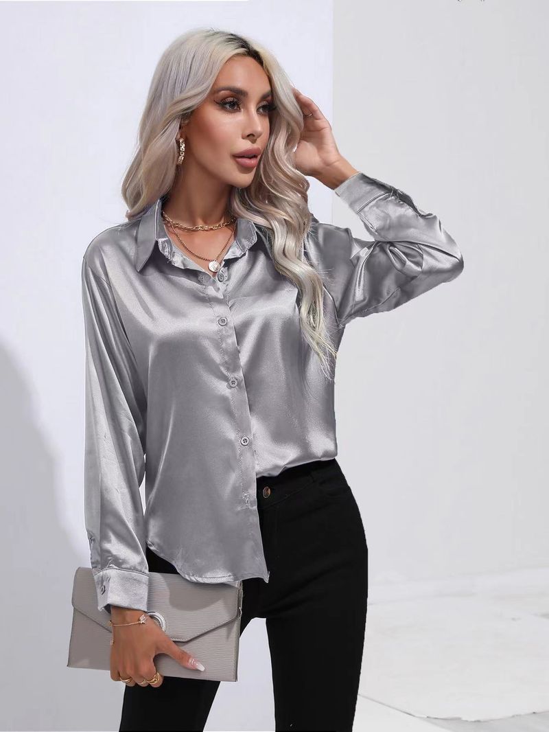 Camicia da donna a maniche lunghe in raso di seta imitazione abbigliamento primaverile ed estivo da donna_voghion.com