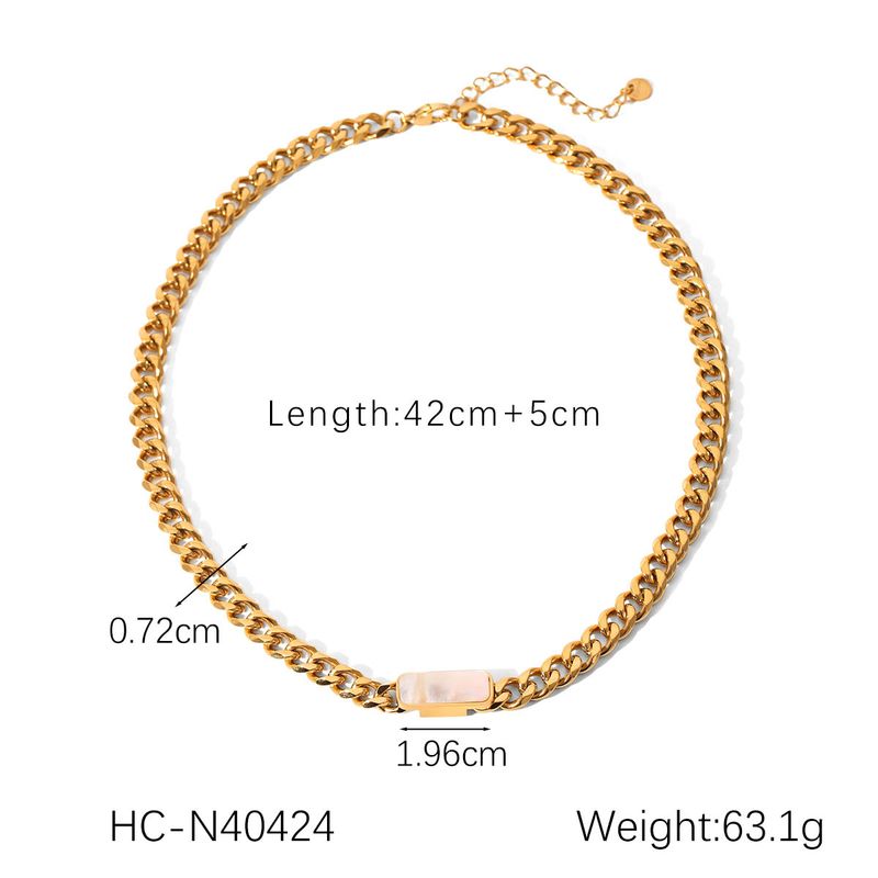 Collier et bracelet élégants en chaîne cubaine pour femmes, bijoux tendance en acier inoxydable, plaqués or, accessoires de fête, 1 pièce/2 pièces_voghion.com