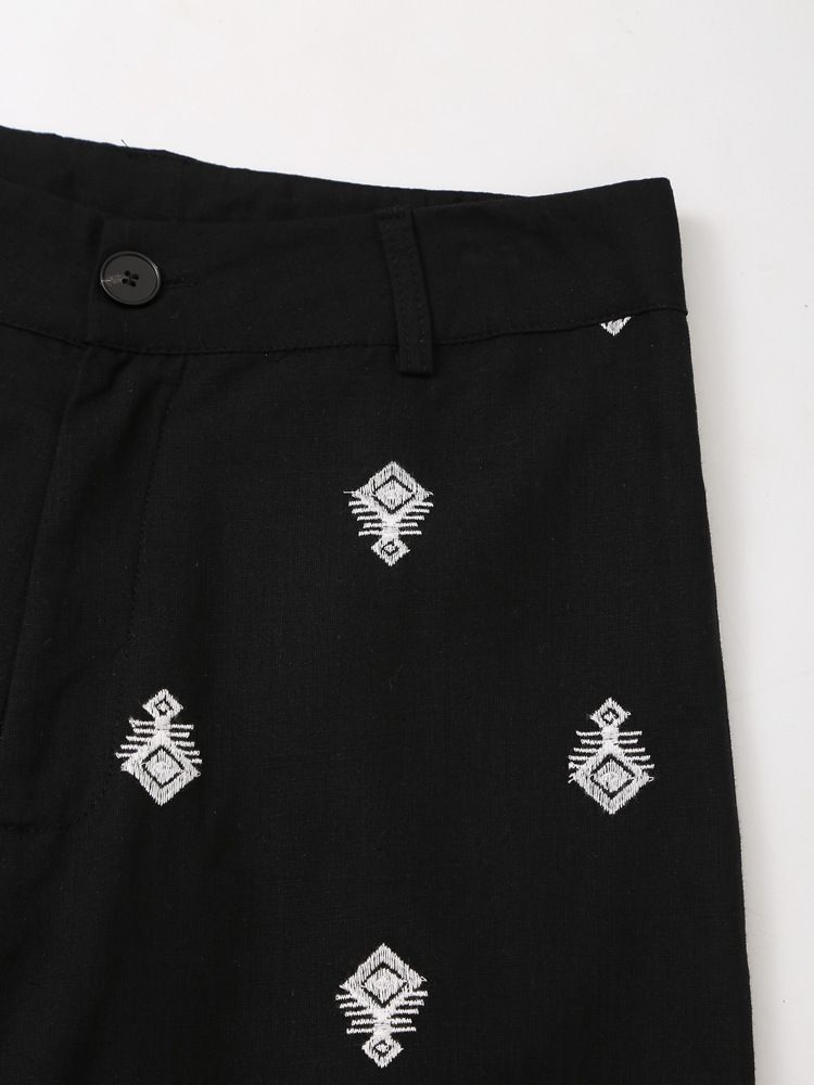 Conjunto de camisa y pantalón bordado en contraste para mujer, novedad de verano 2024_voghion.com