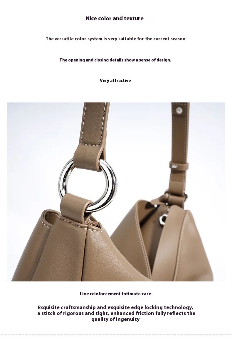 Sac à main Hobo en cuir véritable pour femme, design classique Crescent, grande capacité, bandoulière_voghion.com