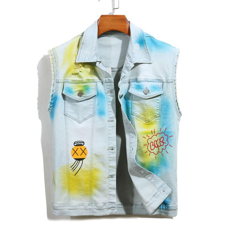 Men's Clothing New Style Trendy Fashion Denim Vest Simple And Versatile Casual Denim Jacket_voghion.com