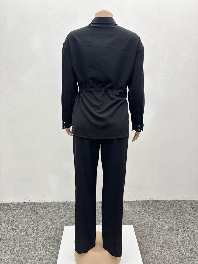 Abiti da donna Abiti da donna Temperamento Camicia a vita Cardigan a maniche lunghe Pantaloni Abito a due pezzi_voghion.com