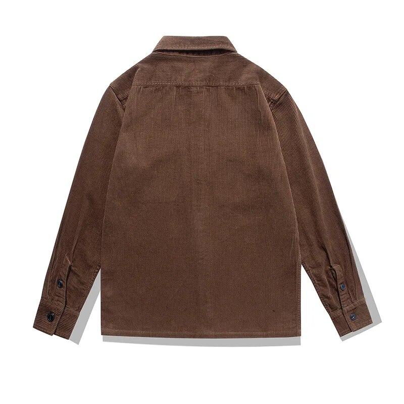 Japanische Retro Casual Herbst Winter Cord Hemd Männer Hohe Qualität Button Up Hemd Männlich Armee Grün Kaffee Langarm-shirt männer_voghion.com