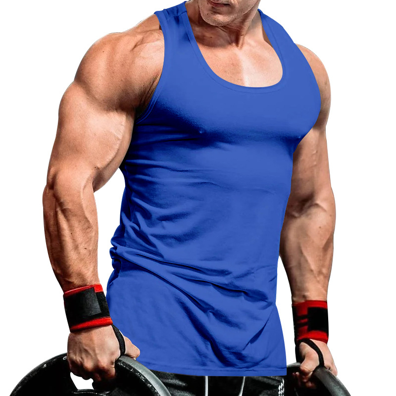Grenzüberschreitender Außenhandel Herrenbekleidung Herren Tiefgraben Bodybuilding Fitness Weste Einfarbig Sommer Umfassendes Training Sportboden_voghion.com