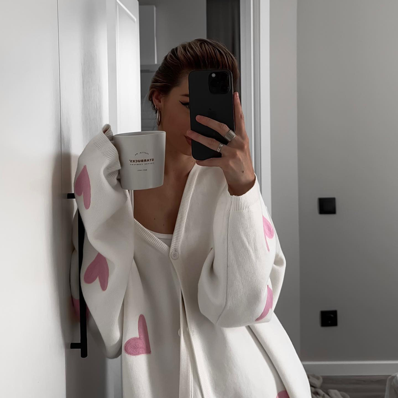 Langärmeliger Wollmantel für Damen, neuer lockerer Strickpullover_voghion.com