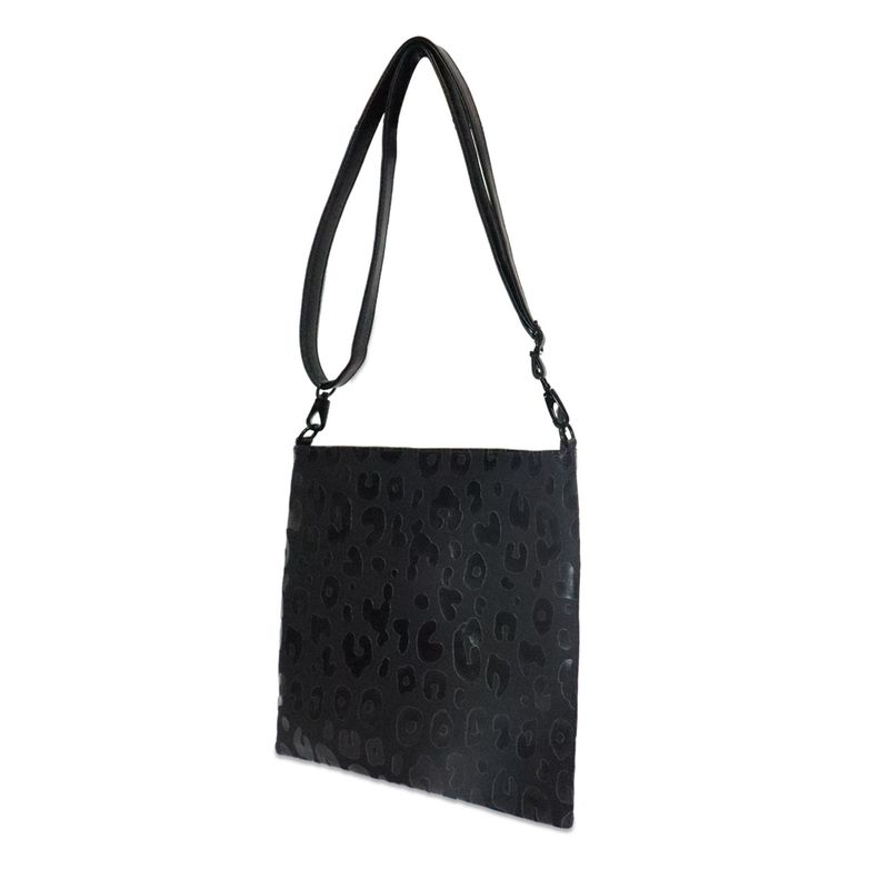 Sac à bandoulière léopard noir, sac à bandoulière en toile verticale avec fermeture éclair et tournesol pour femmes, sac d'étudiant_voghion.com