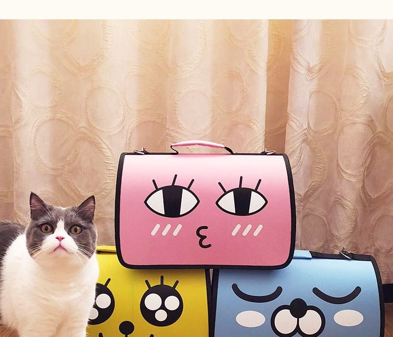 Sac à main respirant pour chat mignon de dessin animé, nouveau sac pour animaux de compagnie, sac à bandoulière portable en tissu Oxford pour chien pour une utilisation en extérieur_voghion.com