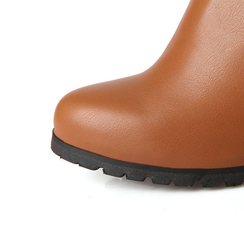 Foreign Trade Winter New Women's Boots Thick Heel Knight Boots High Heel Waterproof Platform Round Head High Boots Slimming Student Boots Women_voghion.com