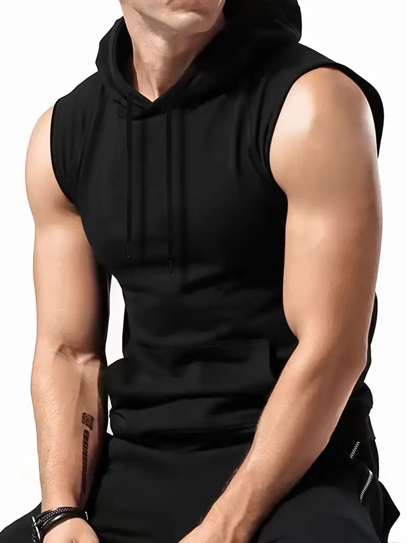 Men's Summer Simple Solid Color Trend Fashion Casual Daily Hooded Vest_voghion.com