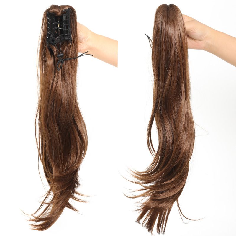 Parrucca da donna con coda di cavallo a clip, con cambio naturale dell'acconciatura, in fibra chimica, 50 cm_voghion.com