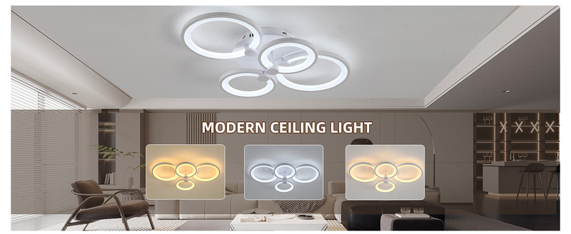 Moderne Deckenleuchte mit Unterputzmontage, 42 W, dimmbare LED-Lampe für Wohnzimmer, Schlafzimmer, Küche, Schlafzimmer, Deckenleuchten, 3000–6000 K, Weiß_voghion.com