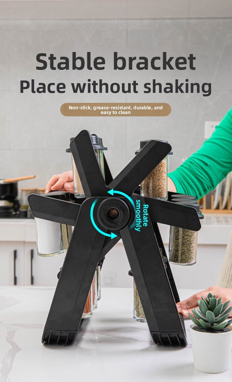 Set di portabottiglie in vetro speciale per condimenti, con ripiano girevole creativo, per la cucina, per la classificazione dei condimenti, per la conservazione, sigillato e a prova di umidità_voghion.com