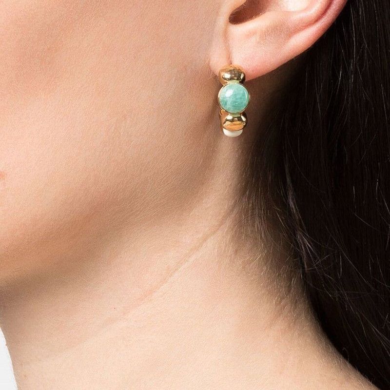 Damenschmuck, elegantes Set mit unregelmäßigen Amazonit-Ohrringen und -Ringen, geometrische Ohrringe im Vintage-Boho-Stil und stapelbare Ringe für Frauen_voghion.com