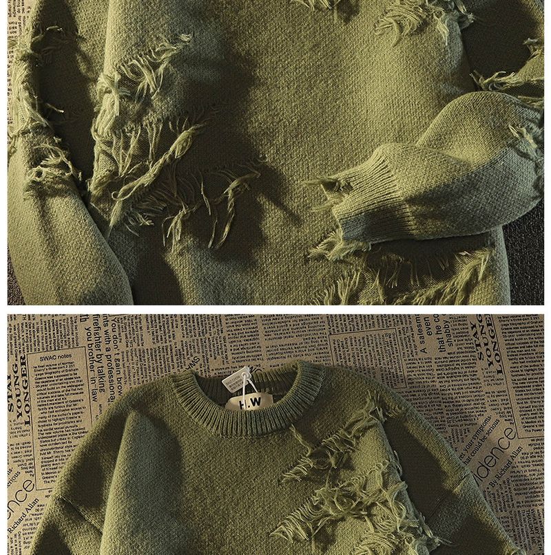 Herretøj Retro High Street Hole Karakteristisk sweater Lazy Style Avanceret Design Sense Niche Strik_voghion.com