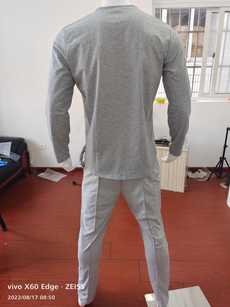 Set di abbigliamento da uomo per il tempo libero, stile primaverile e autunnale, girocollo ampio, maglietta a maniche lunghe, pantaloni lunghi, set a due pezzi, abbigliamento sportivo casual da uomo_voghion.com
