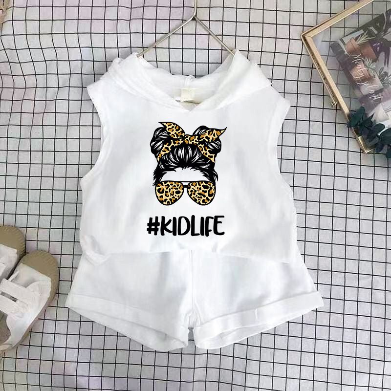 Children's Clothing 2025 New Girls Shorts Suit Hooded Two Piece Korean Style Fashion Cartoon Vest Trend_voghion.com