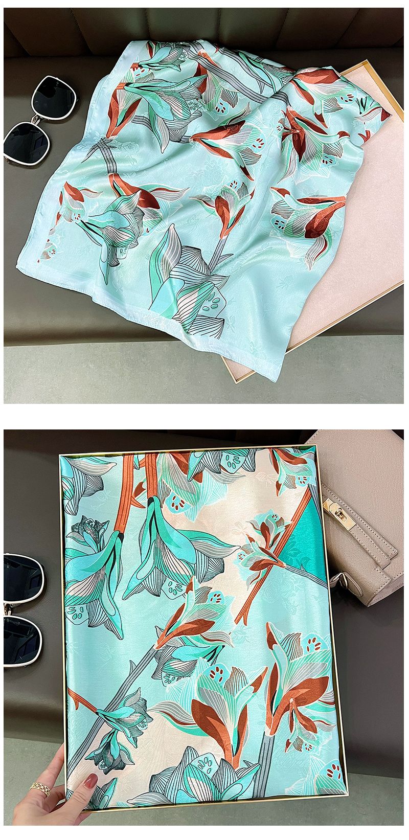 Primavera autunno floreale 90 quadrati protezione collo donna stili sottili, alla moda ed elegante, estate viaggio spiaggia_voghion.com