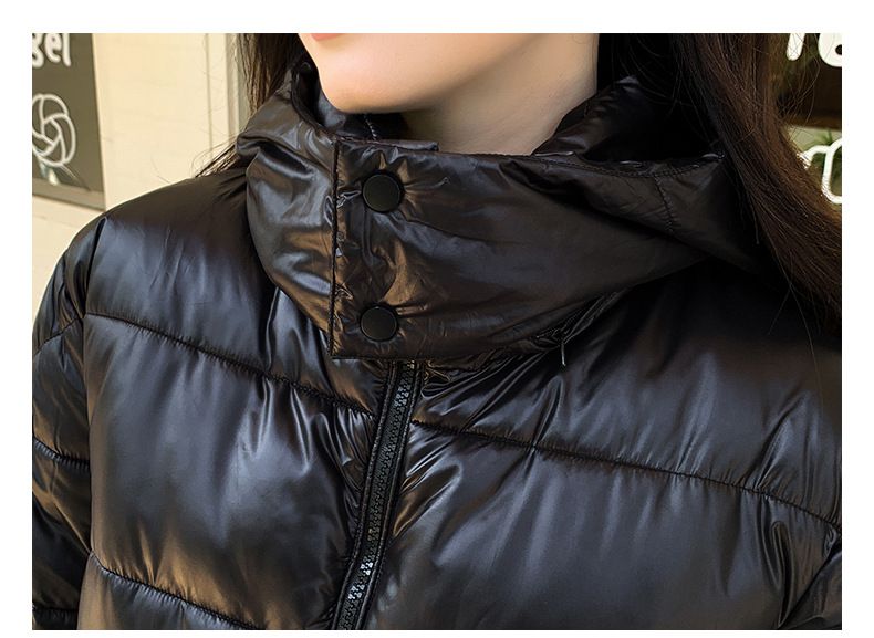 Unisex Shiny Puffer Jacket - Short Hooded Winter Coat, Thickened Polyester Outerwear For Men & Women (Black, S-XL)_voghion.com