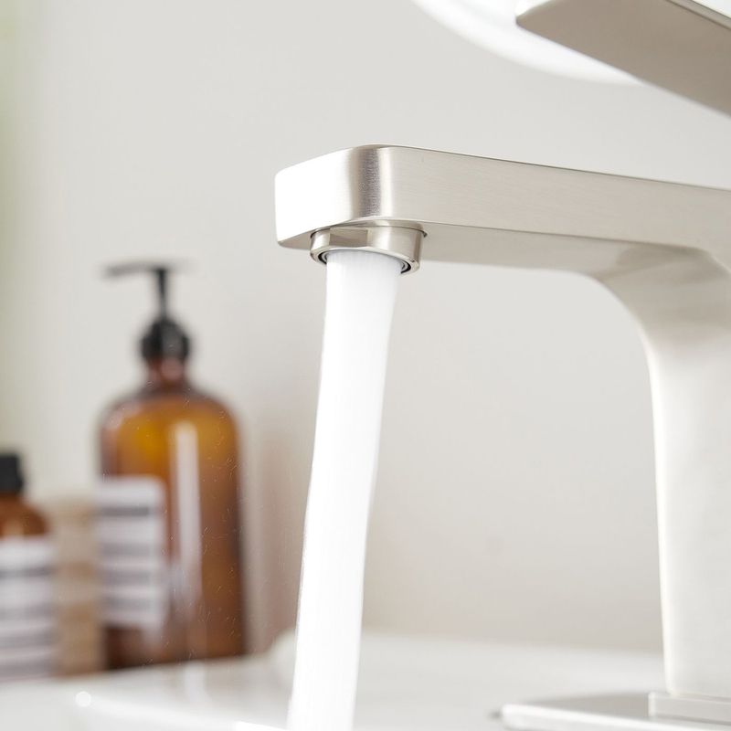 Single Hole Single-Handle Bathroom Faucet In Brushed Nickel_voghion.com