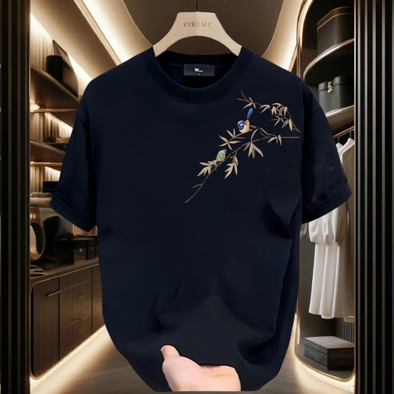 Nuova maglietta a maniche corte 2024 in puro cotone, di alta qualità, leggera e di lusso, estiva da uomo, ampia e traspirante, con scollo rotondo._voghion.com